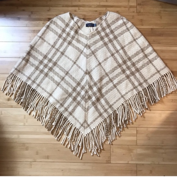Burberry Plaid Fringe Cashmere Wool Poncho - Picture 7 of 7